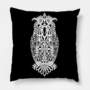 the dark owl in the night ecopop tribal arts Pillow