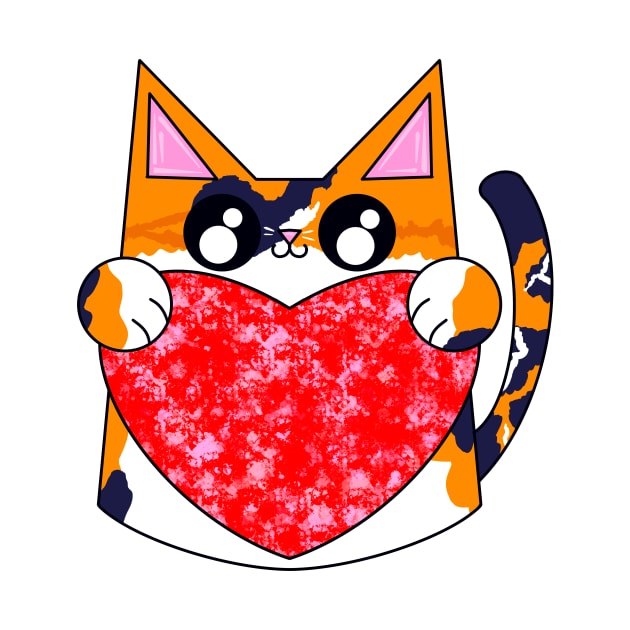 Rose The Calico Cat With Valentines Heart by missmann