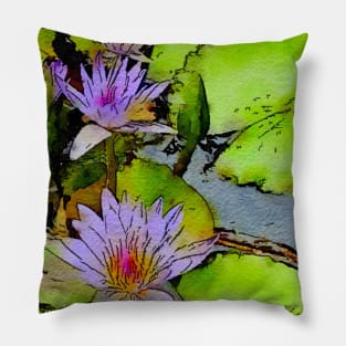 Lavender water lilies Pillow