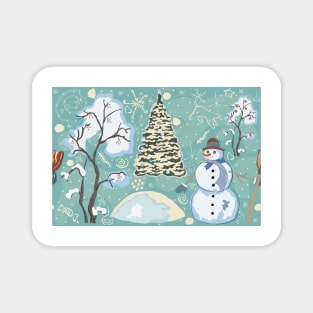 Snowman winter Pattern Magnet