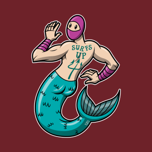 Mermaid Ninja - white boarder T-Shirt