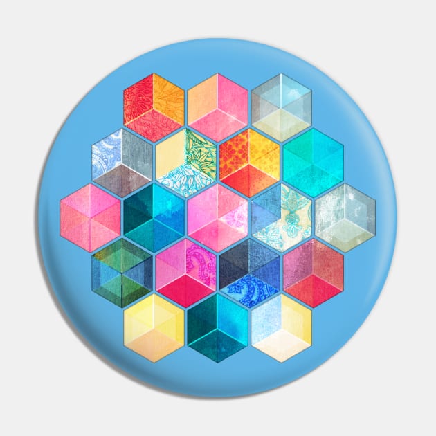 Crystal Bohemian Honeycomb Cubes - colorful hexagon pattern Pin by micklyn