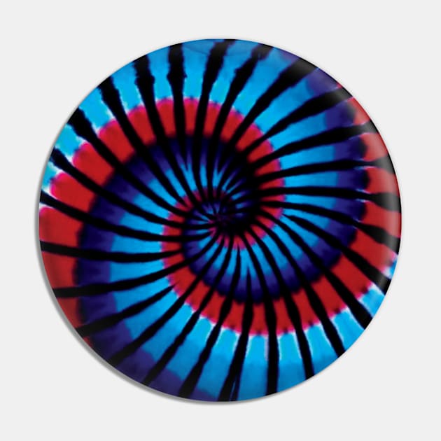 Cyan Purple Red Black Spiral Tie Dye Pin by TrippyTieDyes