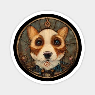 Corgi Surreal Steampunk Artwork, Dog Lover Magnet