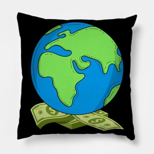 Earth Laying On Money – Funny Astronaut Space Money Investor Pillow