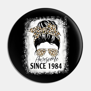 38 Years Old Awesome Since 1984 Leopard 38th Birthday Pin