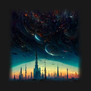 City In Space Artwork T-Shirt