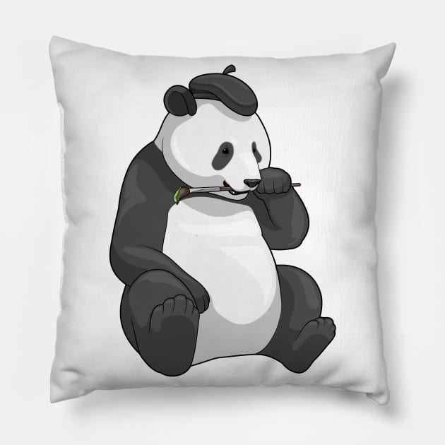 Panda Painter Paint brush Pillow by Markus Schnabel