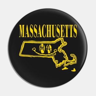 Massachusetts Grunge Smiling Face Black Background Pin