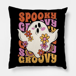 Spooky & Groovy Ghost // Vintage Halloween Spooky Vibes Pillow