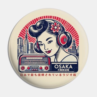 Retro Osaka Radio Station 1954:  tshirt mug, sticker, print, Pin