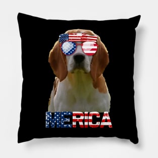 Merica Beagles Dog American Flag 4Th Of July Pillow