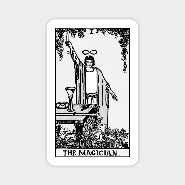 I. The Magician Tarot Card | Black and white Magnet by wildtribe