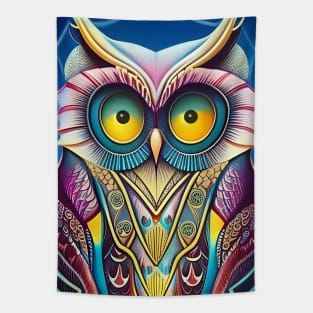 Cool funky magical painting of a wise owl Tapestry