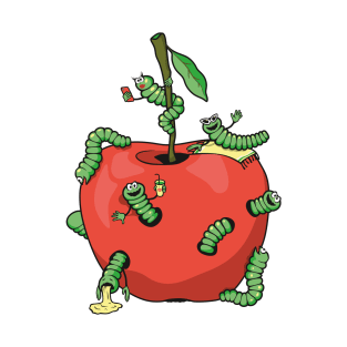 Funny worms in the apple T-Shirt