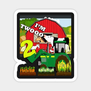 Kid's Birthday 2 Year Old Cute Farm Design Tractor Magnet