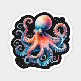 Watercolor Octopus - He'e in Hawaiian Magnet