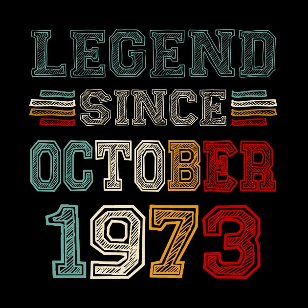 50 Years Old Legend Since October 1973 50th Birthday by Gearlds Leonia