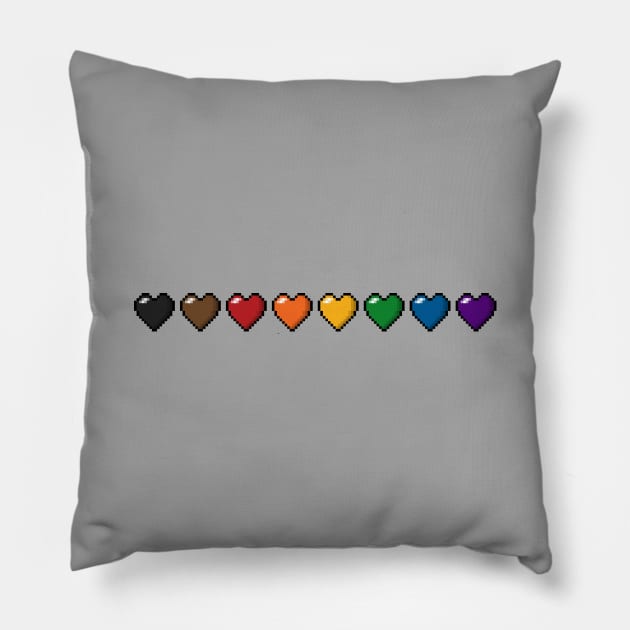 Inclusive Rainbow Pixel Hearts Pillow by LiveLoudGraphics