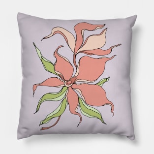 Holiday gift. Funny art print, beautiful illustration, print with pink flower. Happy holiday present. Orchid. Pillow