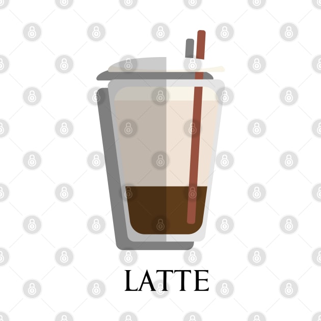 Iced Cold Latte coffee front view in flat design style by FOGSJ