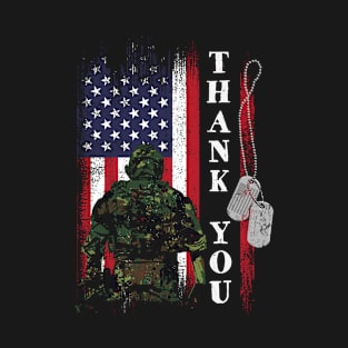 Verteran Day T-Shirt Thank You Veteran America Flag Gift T-Shirt