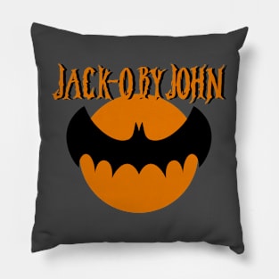 Bat With Orange Moon Pillow