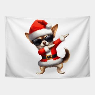 Christmas Chihuahua Dog Dabbing Dance Tapestry