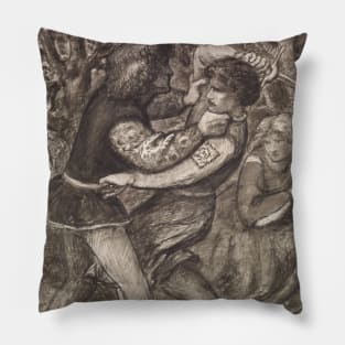 A Fight for a Woman - Compositional Study by Dante Gabriel Rossetti Pillow