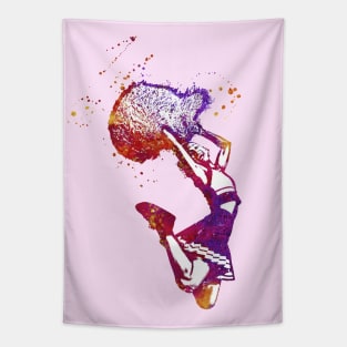 Cheeleader jumping with pom poms - 04 Tapestry