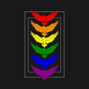 Hawks LGBTQ Gay Pride Rainbow Colors Hawk Bird Lover Art T-Shirt