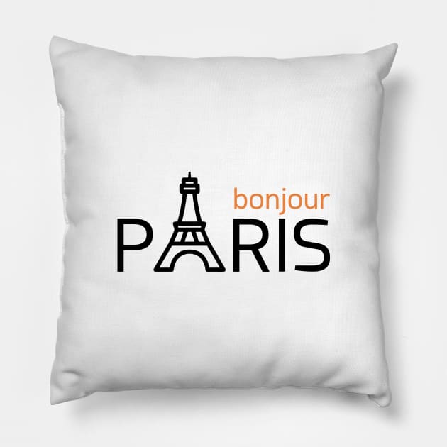Bonjour Paris Pillow by VEKTORKITA