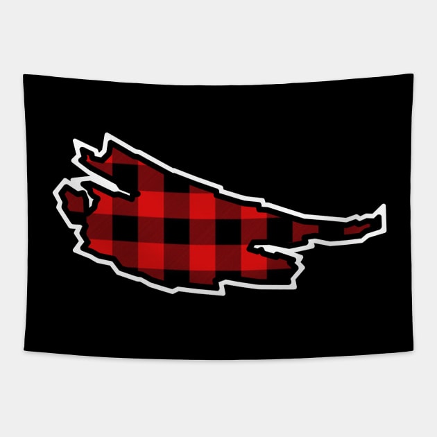 Saturna Island Silhouette in Red and Black Plaid - Simple Pattern - Saturna Island Tapestry by Bleeding Red Paint