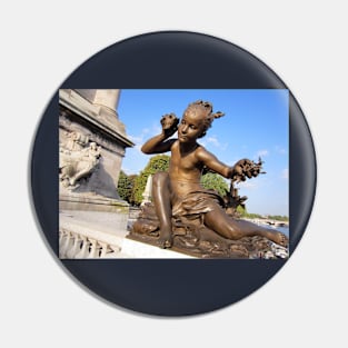 Paris Girl Statue on Bridge Pin