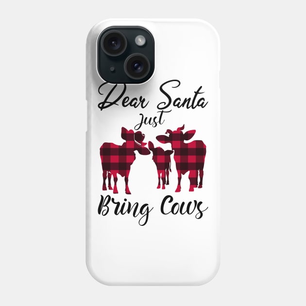 Dear Santa Just Bring Cows Buffalo Plaid Phone Case by The store of civilizations