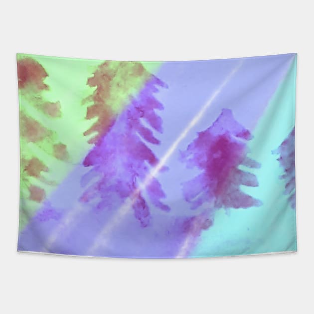 Blue purple green watercolor abstract art Tapestry by Artistic_st