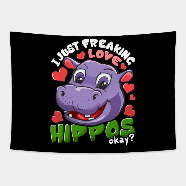 Cute I Just Freaking Love Hippos, Okay? Baby Hippo Tapestry by theperfectpresents