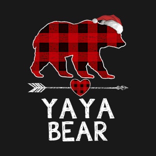 Red Plaid Yaya Bear Santa Arrow Shirt Matching Pajama Family T-Shirt