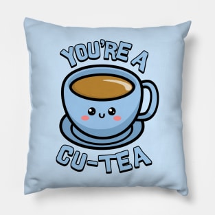 You're a Cu-Tea. Cute Teacup Cartoon Pillow