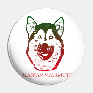 The alaskan malamute head is red, Green, Pin