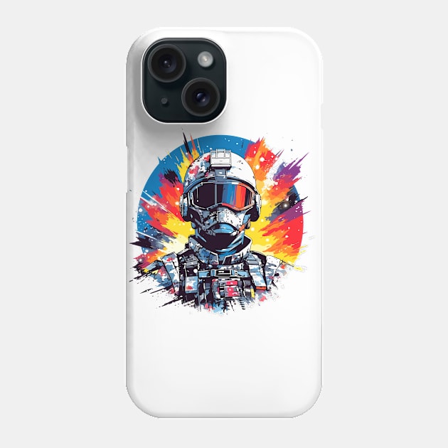 Man With Helmet Video Game Character Futuristic Warrior Portrait  Abstract Phone Case by Cubebox