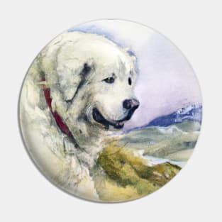 Watercolor Great Pyrenees - Dog Lovers Pin