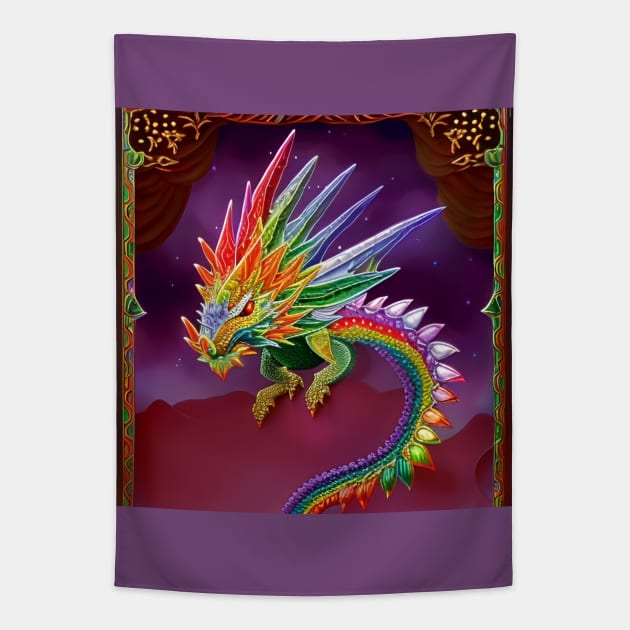 Rainbow Crystal Dragon Tapestry by The D&D Nerd