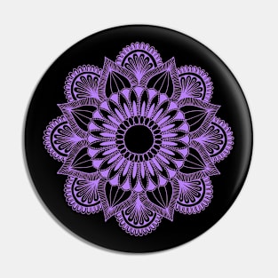 Flower Mandala (lavender on black) Pin