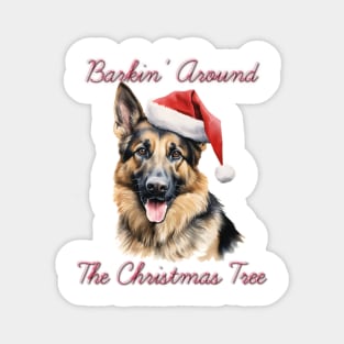 Christmas German Shepherd Dog in Santa Hat Magnet