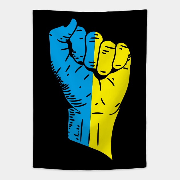 Flag of Ukraine on a Raised Clenched Fist Tapestry by Vladimir Zevenckih