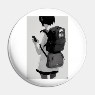 Girl with Backpack Pin