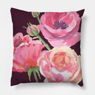 watercolor pink roses Pillow