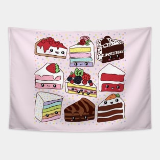 Cute cakes illustration - 9 different cakes kinds Tapestry