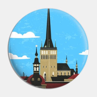 Tallinn, Estonia. Retro travel poster Pin